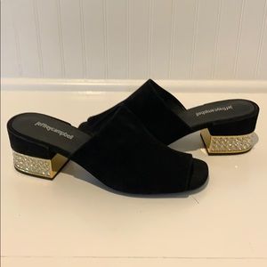Jeffrey Campbell suede bejeweled slides